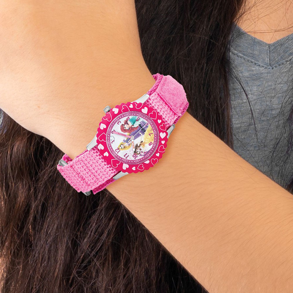 Alternate view of the Disney Girls Princess Pink Velcro Time Teacher Watch by The Black Bow Jewelry Co.