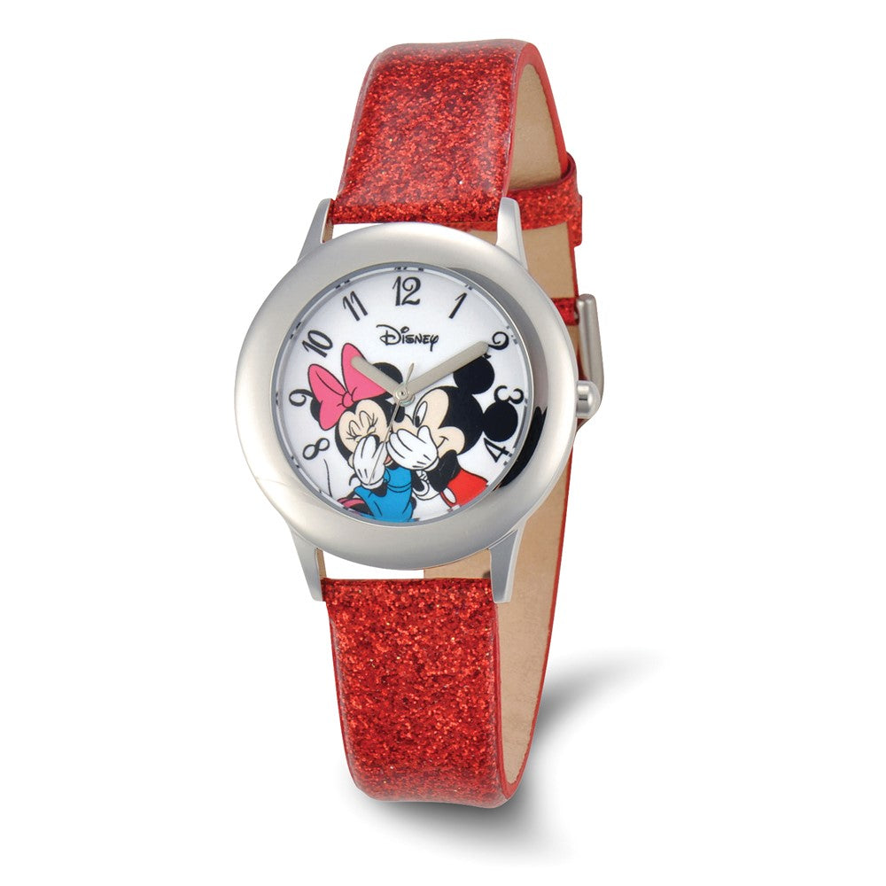 Disney Girls Minnie & Mickey Red Leather Tween Watch, Item W9286 by The Black Bow Jewelry Co.