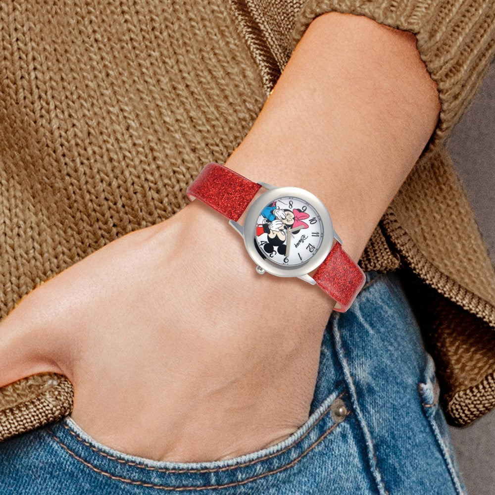 Alternate view of the Disney Girls Minnie & Mickey Red Leather Tween Watch by The Black Bow Jewelry Co.