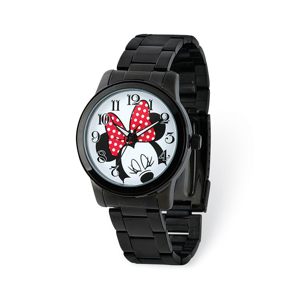 Disney Ladies Minnie Mouse Black Bracelet Watch, Item W9308 by The Black Bow Jewelry Co.