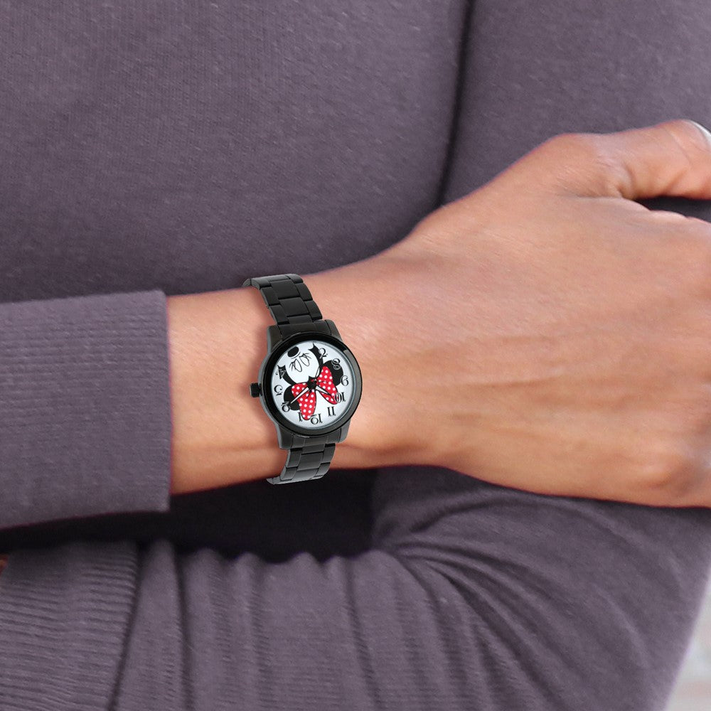 Alternate view of the Disney Ladies Minnie Mouse Black Bracelet Watch by The Black Bow Jewelry Co.