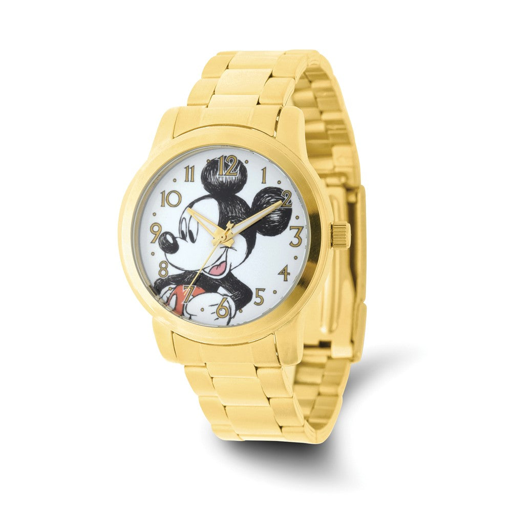 Disney Adult Size Mickey Mouse Gold-tone Watch, Item W9312 by The Black Bow Jewelry Co.