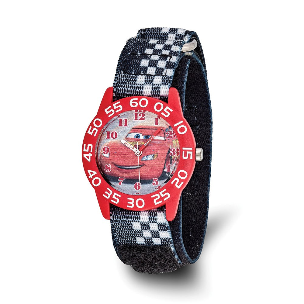Disney Boys Lightning McQueen Acrylic Case Velcro Time Teacher Watch, Item W9317 by The Black Bow Jewelry Co.