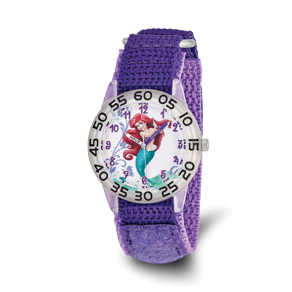 Disney Girls Princess Ariel Acrylic Purple Nylon Time Teacher Watch, Item W9328 by The Black Bow Jewelry Co.