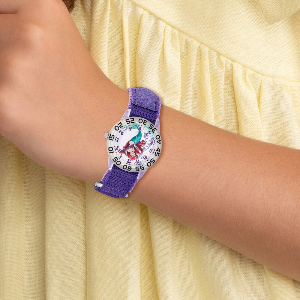 Alternate view of the Disney Girls Princess Ariel Acrylic Purple Nylon Time Teacher Watch by The Black Bow Jewelry Co.