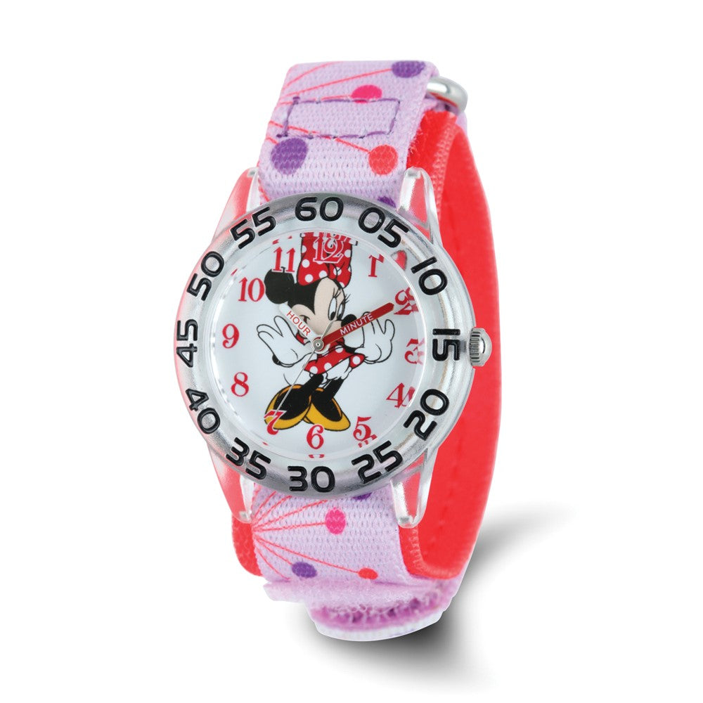 Disney Girls Minnie Mouse Pink Dot Acrylic Time Teacher Watch, Item W9344 by The Black Bow Jewelry Co.
