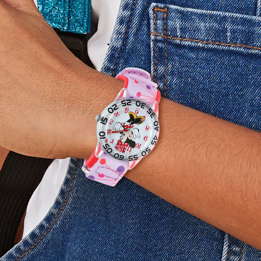 Alternate view of the Disney Girls Minnie Mouse Pink Dot Acrylic Time Teacher Watch by The Black Bow Jewelry Co.