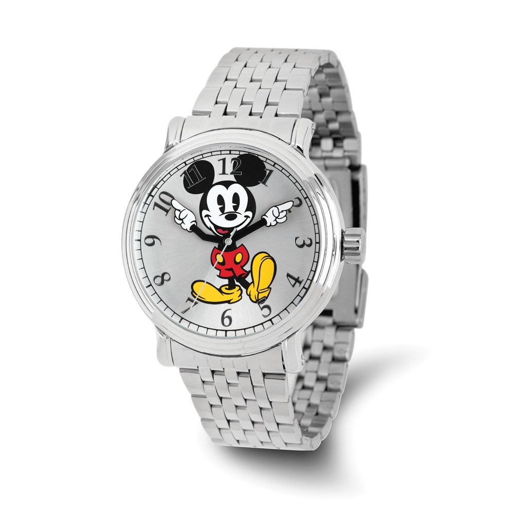 Disney Adult Size Silver Dial Mickey Mouse Watch, Item W9354 by The Black Bow Jewelry Co.