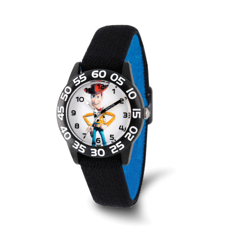 Disney Boys Toy Story Woody Black Stretch Band Time Teacher Watch, Item W9362 by The Black Bow Jewelry Co.