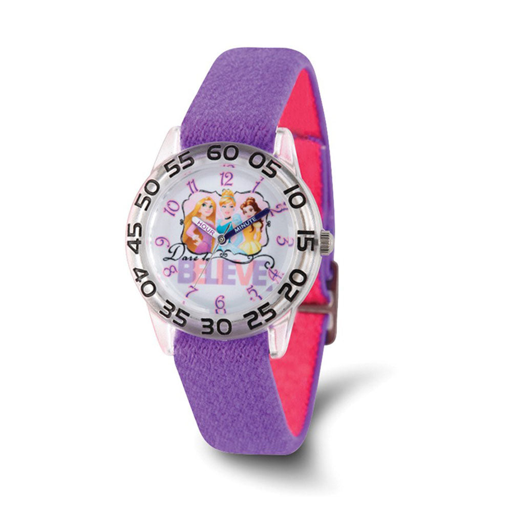 Disney Girls Princess Purple Stretch Band Time Teacher Watch, Item W9371 by The Black Bow Jewelry Co.