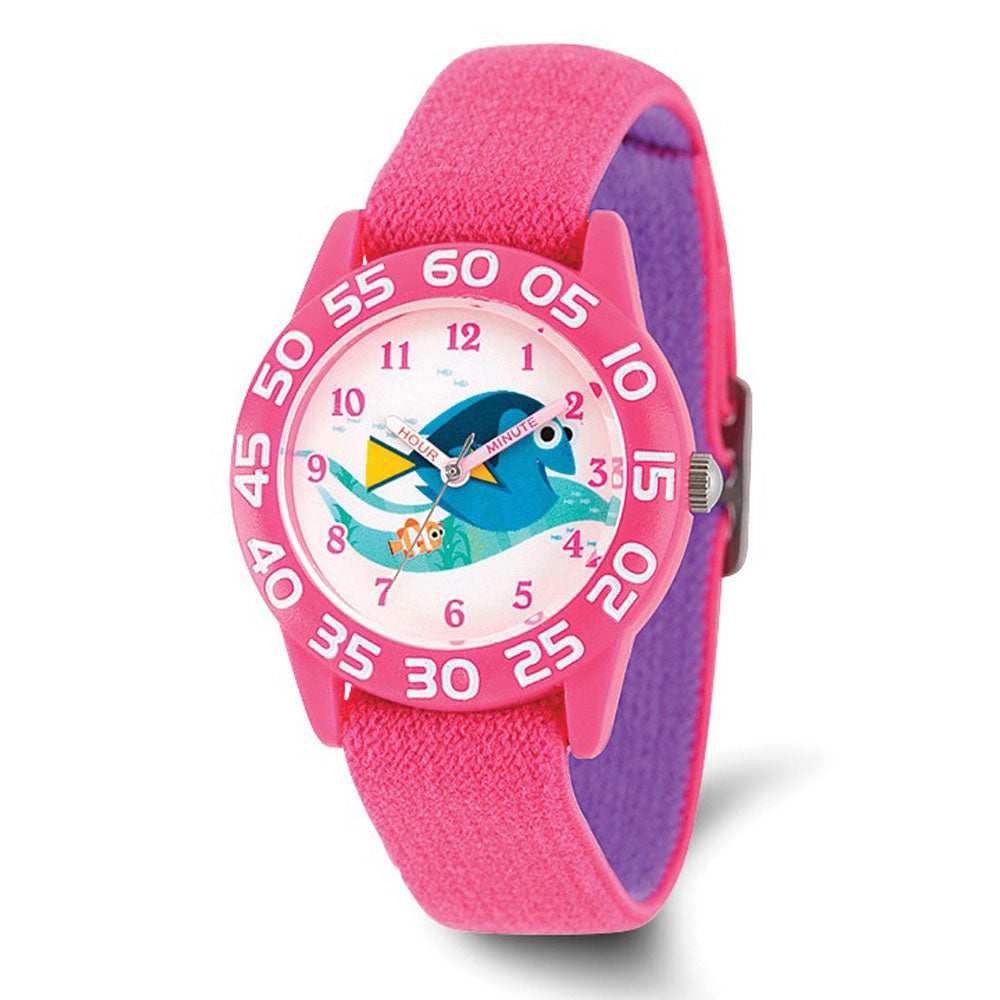 Disney Girls Nemo & Dory Pink Stretch Time Teacher Watch, Item W9386 by The Black Bow Jewelry Co.
