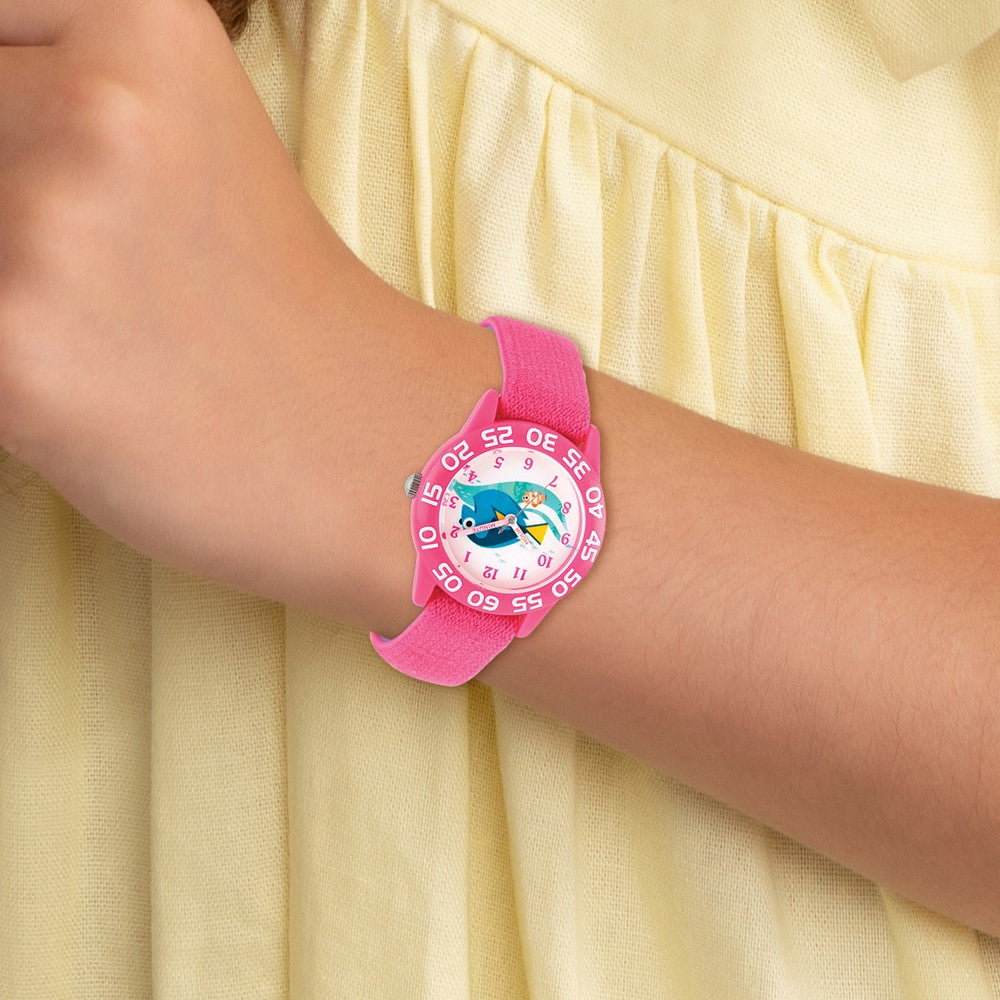 Alternate view of the Disney Girls Nemo & Dory Pink Stretch Time Teacher Watch by The Black Bow Jewelry Co.