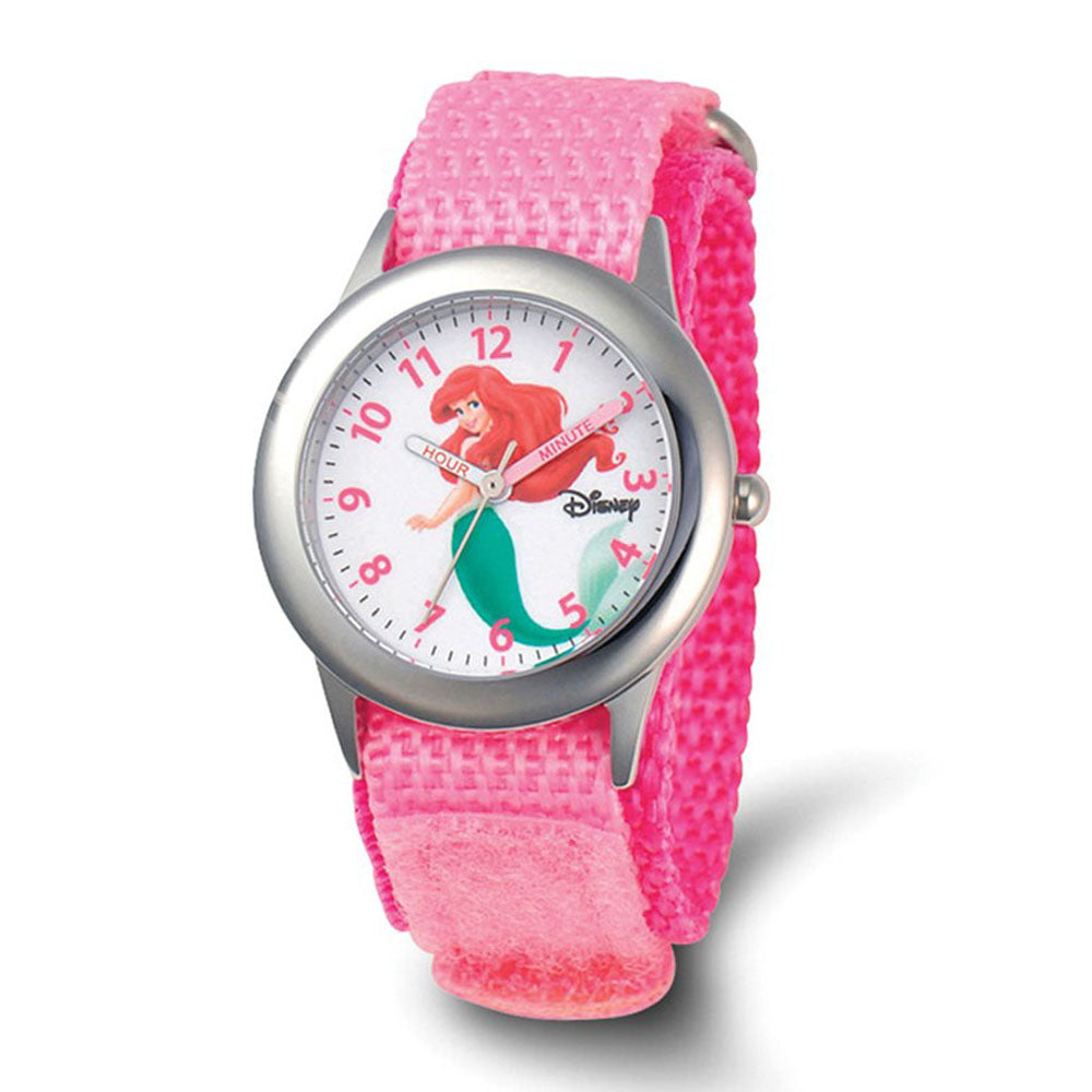 Disney Girls Ariel Pink Strap Time Teacher Watch, Item W9398 by The Black Bow Jewelry Co.