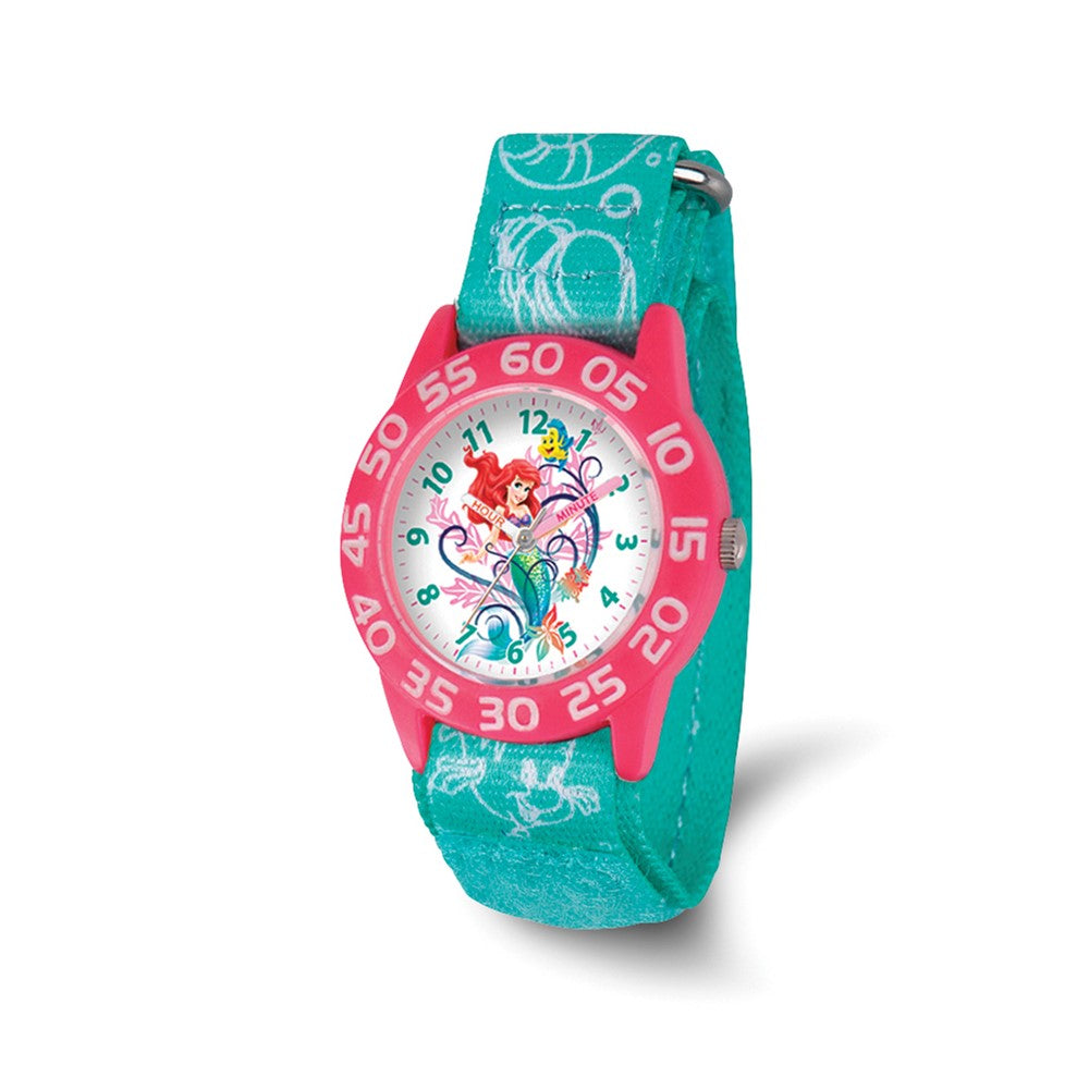 Disney Girls Ariel Acrylic Green Strap Time Teacher Watch, Item W9401 by The Black Bow Jewelry Co.