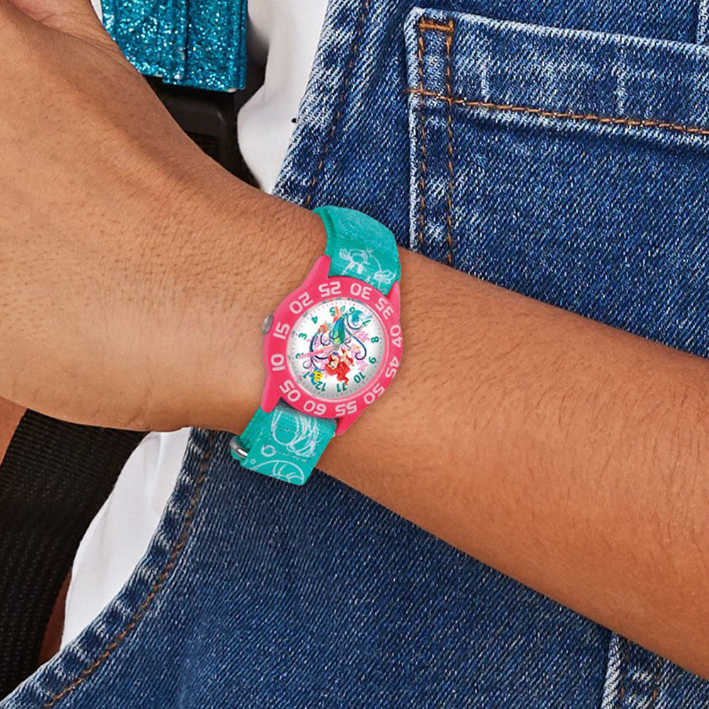 Alternate view of the Disney Girls Ariel Acrylic Green Strap Time Teacher Watch by The Black Bow Jewelry Co.