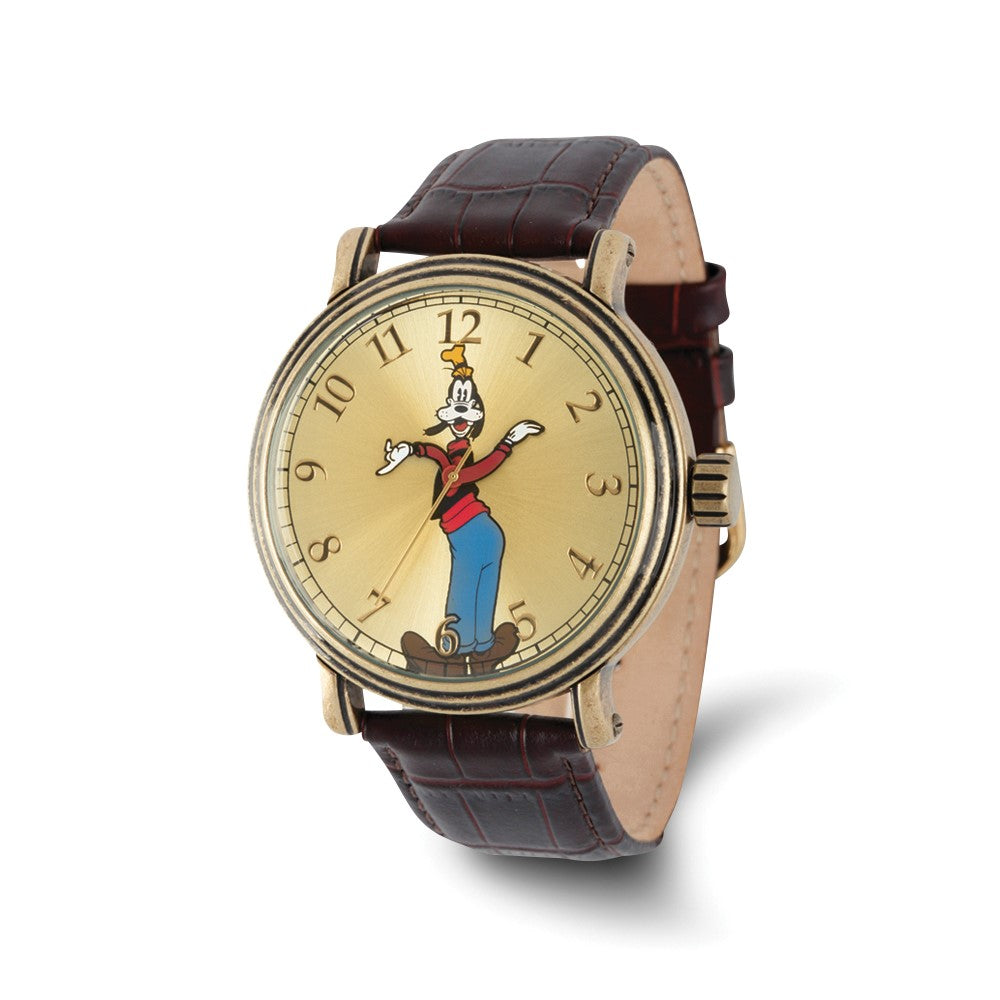 Disney Adult Size Goofy w/Moving Arms Antique Gold-tone Watch, Item W9414 by The Black Bow Jewelry Co.