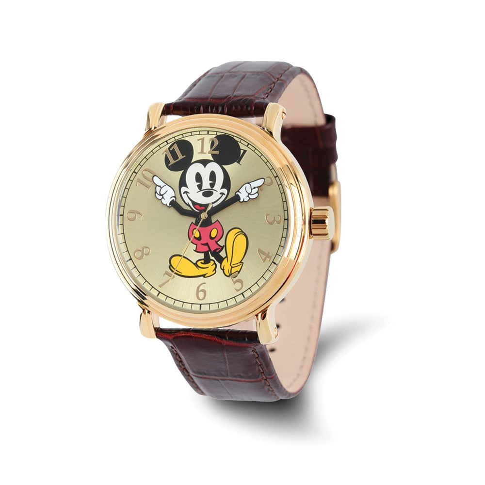 Disney Adult Size Mickey Mouse w/Moving Arms Gold-tone Watch, Item W9415 by The Black Bow Jewelry Co.