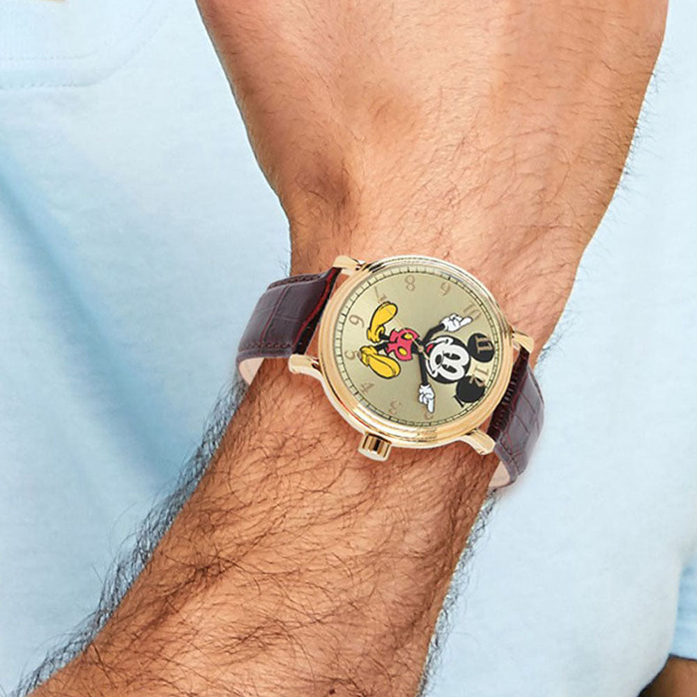 Alternate view of the Disney Adult Size Mickey Mouse w/Moving Arms Gold-tone Watch by The Black Bow Jewelry Co.