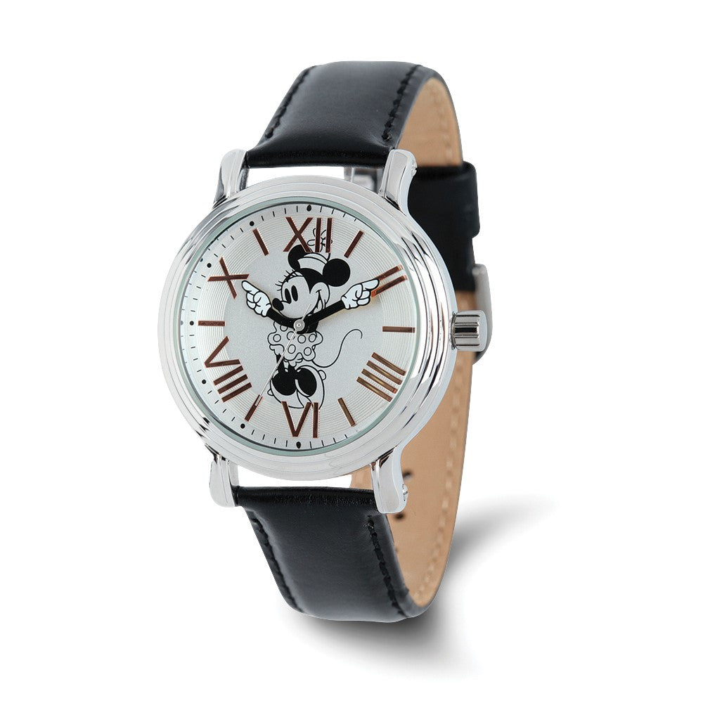 Disney Ladies Black Strap Minnie Mouse w/Moving Arms 38mm Watch, Item W9418 by The Black Bow Jewelry Co.