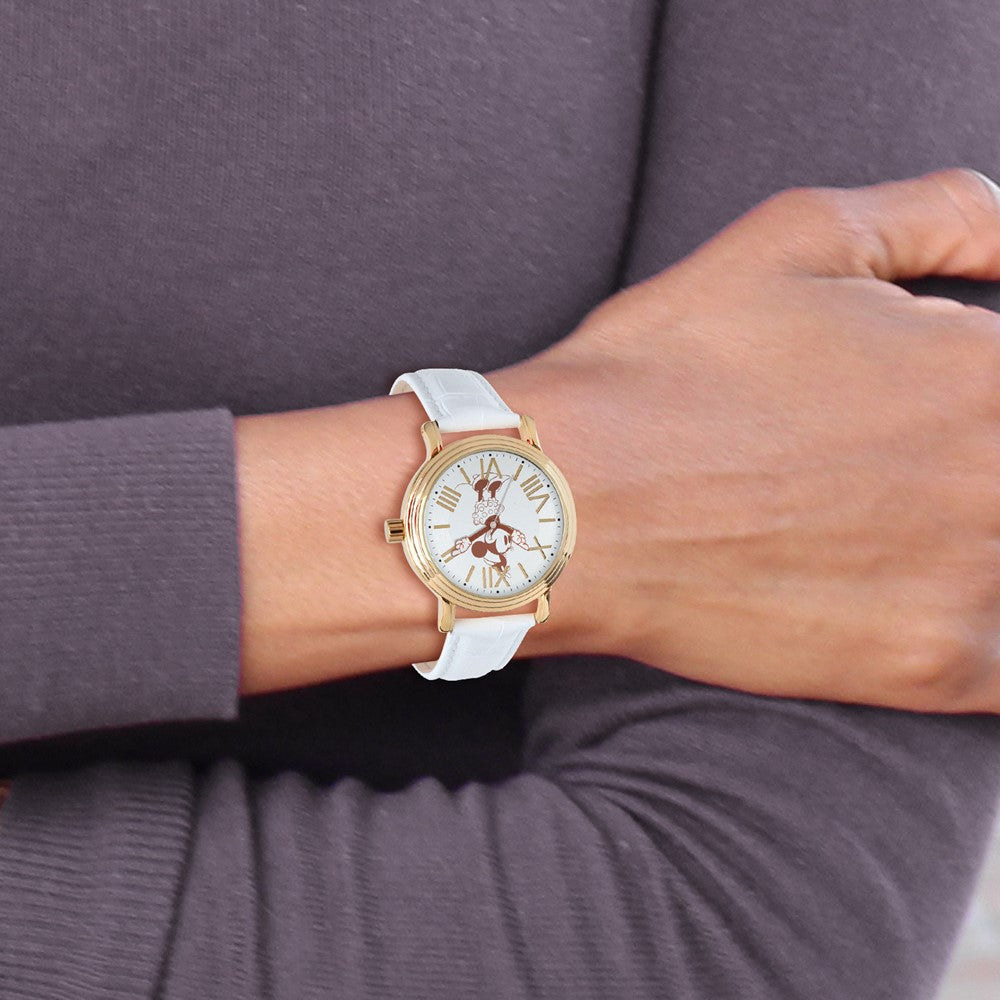 Alternate view of the Disney Ladies Size White Strap Minnie w/Moving Arms Vintage Watch by The Black Bow Jewelry Co.