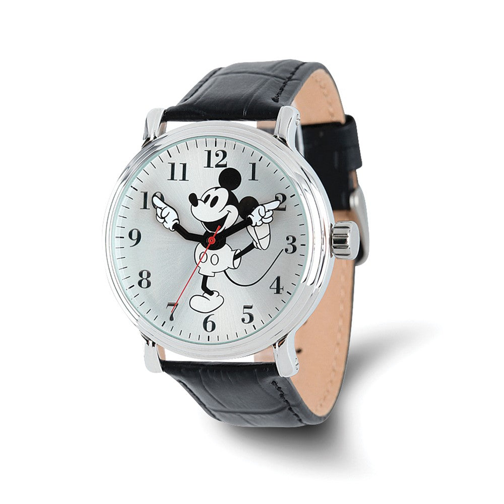 Disney Adult Size Black Strap Moving Arms Mickey Mouse 44mm Watch, Item W9420 by The Black Bow Jewelry Co.