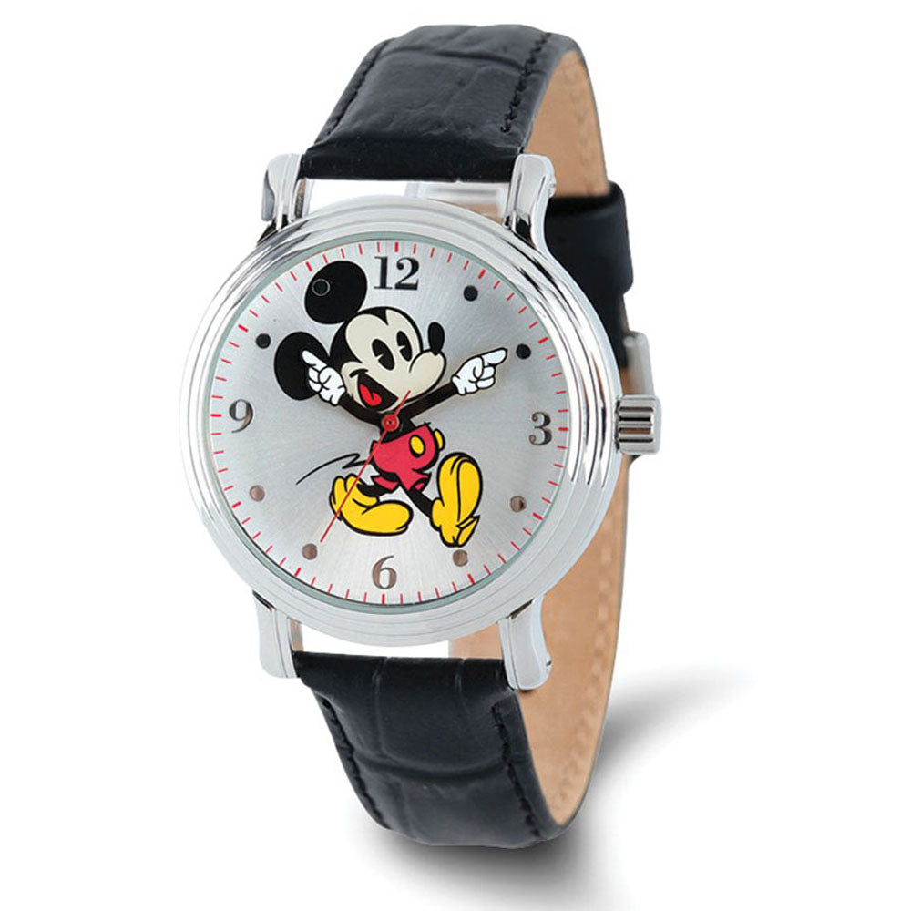 Disney Adult Size Black Strap Mickey Mouse w/Moving Arms 38mm Watch, Item W9425 by The Black Bow Jewelry Co.