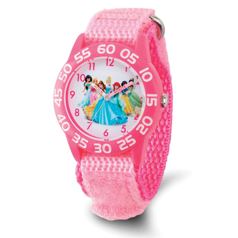 Disney Girls Princess Acrylic Pink Strap Time Teacher Watch, Item W9430 by The Black Bow Jewelry Co.