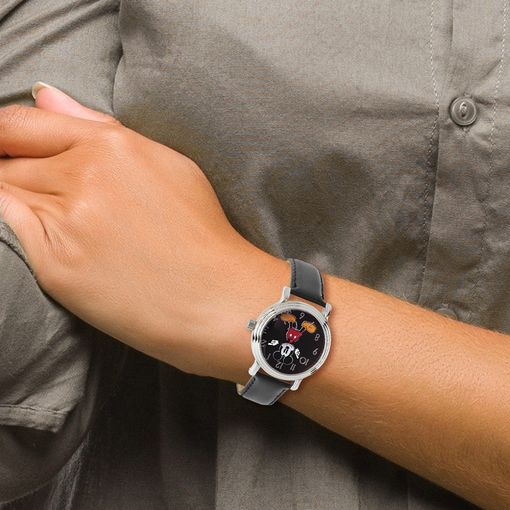 Alternate view of the Disney Adult Size Black Strap Mickey Mouse Moving Arms 38mm Watch by The Black Bow Jewelry Co.