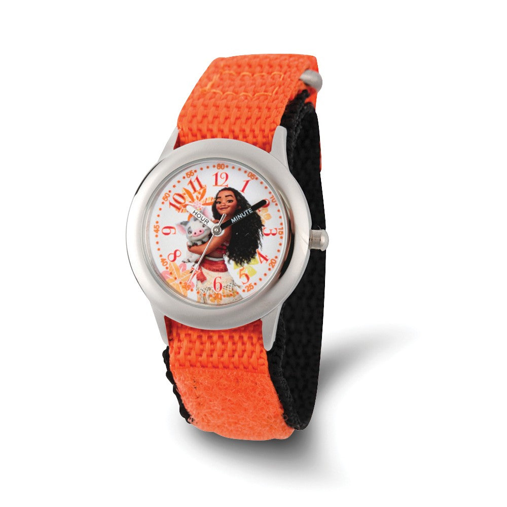 Disney Girls Moana & Pua Orange Strap Time Teacher Watch, Item W9441 by The Black Bow Jewelry Co.