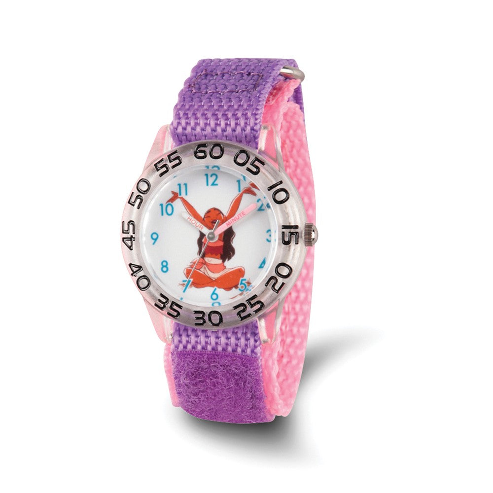 Disney Girls Moana Acrylic Purple Strap Time Teacher Watch, Item W9443 by The Black Bow Jewelry Co.
