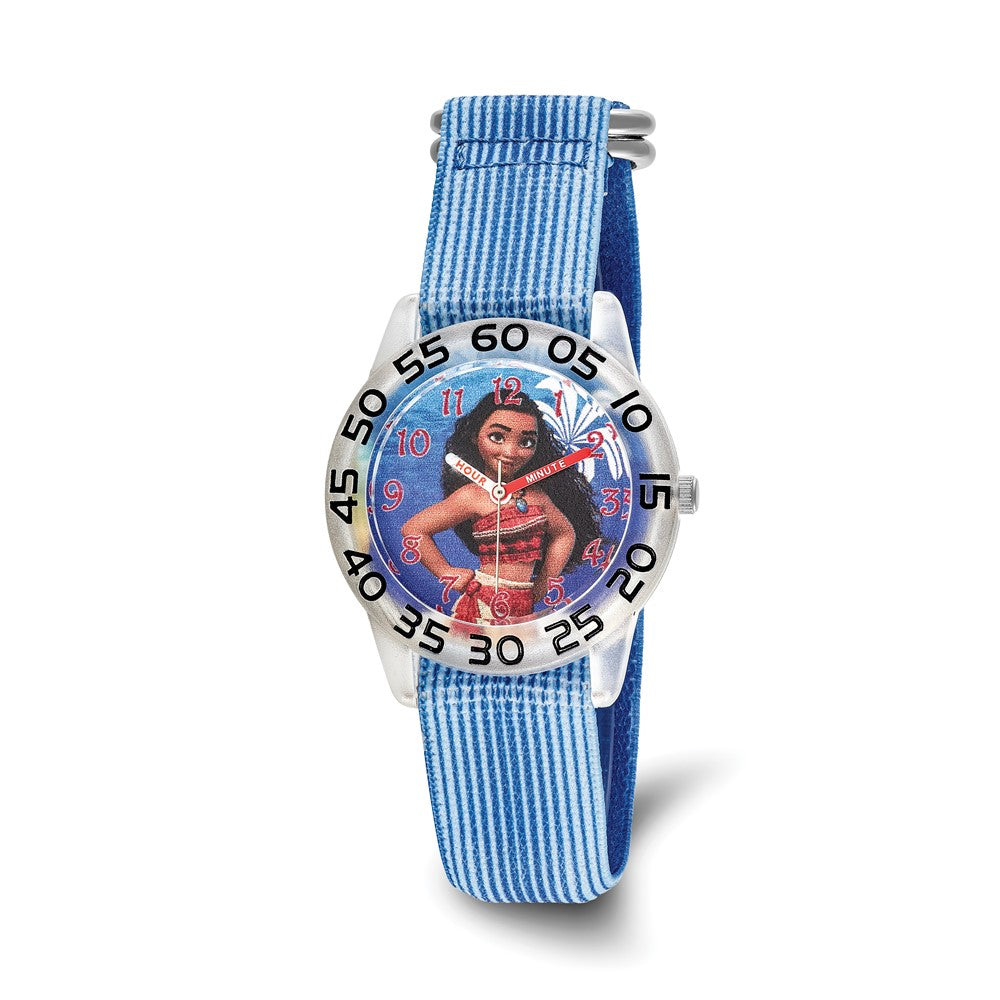 Disney Girls Moana Blue Strap Acrylic Time Teacher Watch, Item W9444 by The Black Bow Jewelry Co.