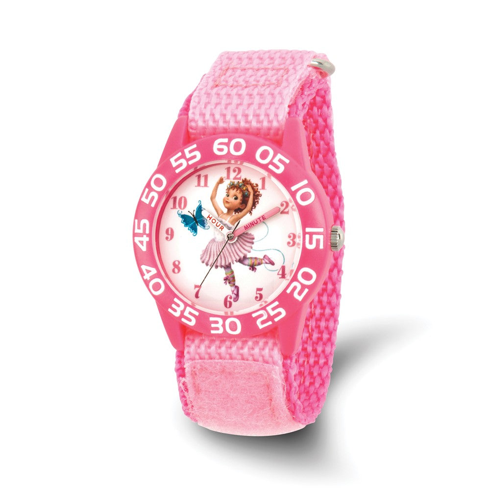 Disney Girls Fancy Nancy Pink Velcro Band Time Teacher Watch, Item W9487 by The Black Bow Jewelry Co.