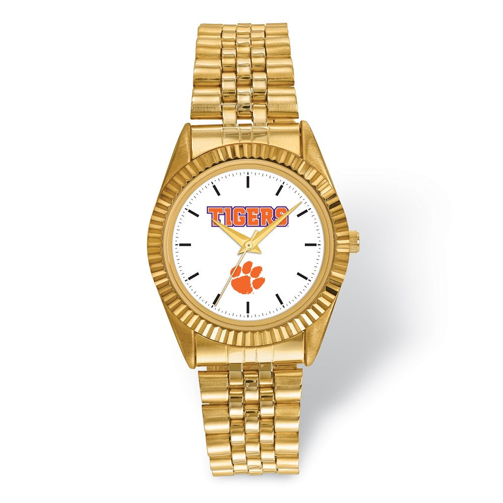 Mens Clemson University Pro Gold-tone Watch, Item W9528 by The Black Bow Jewelry Co.