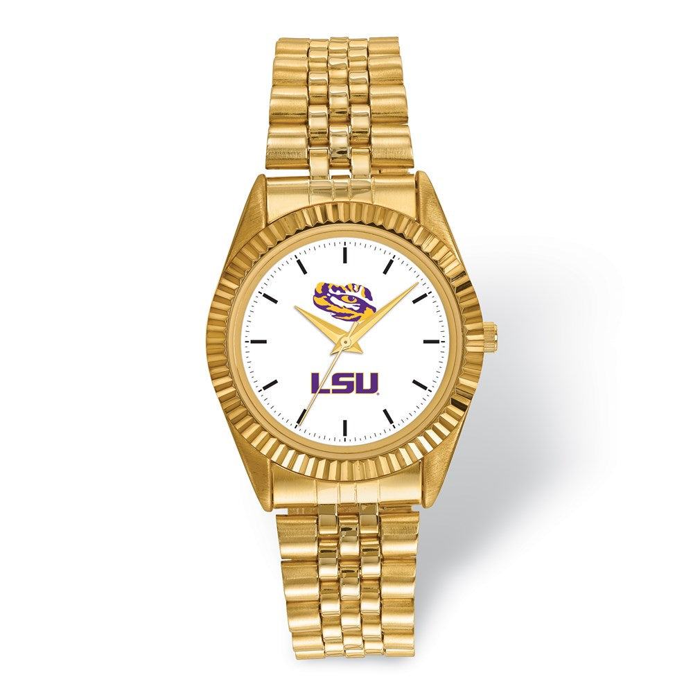 Mens Louisiana State University Pro Gold-tone Watch, Item W9555 by The Black Bow Jewelry Co.