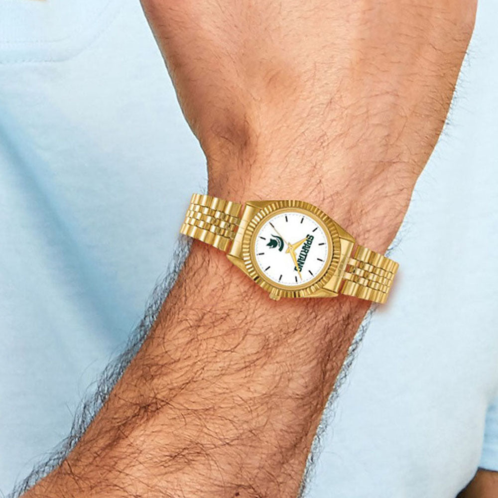 Alternate view of the Mens Michigan State University Pro Gold-tone Watch by The Black Bow Jewelry Co.