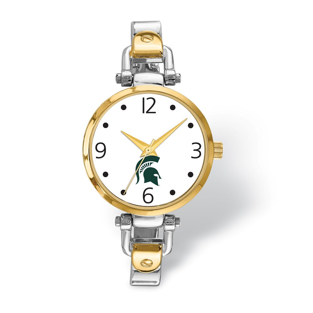 Ladies Michigan State University Elegant 2-tone Watch, Item W9570 by The Black Bow Jewelry Co.