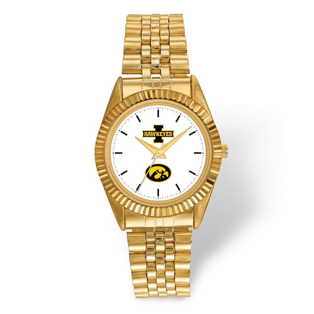 Mens University of Iowa Pro Gold-tone Watch, Item W9634 by The Black Bow Jewelry Co.