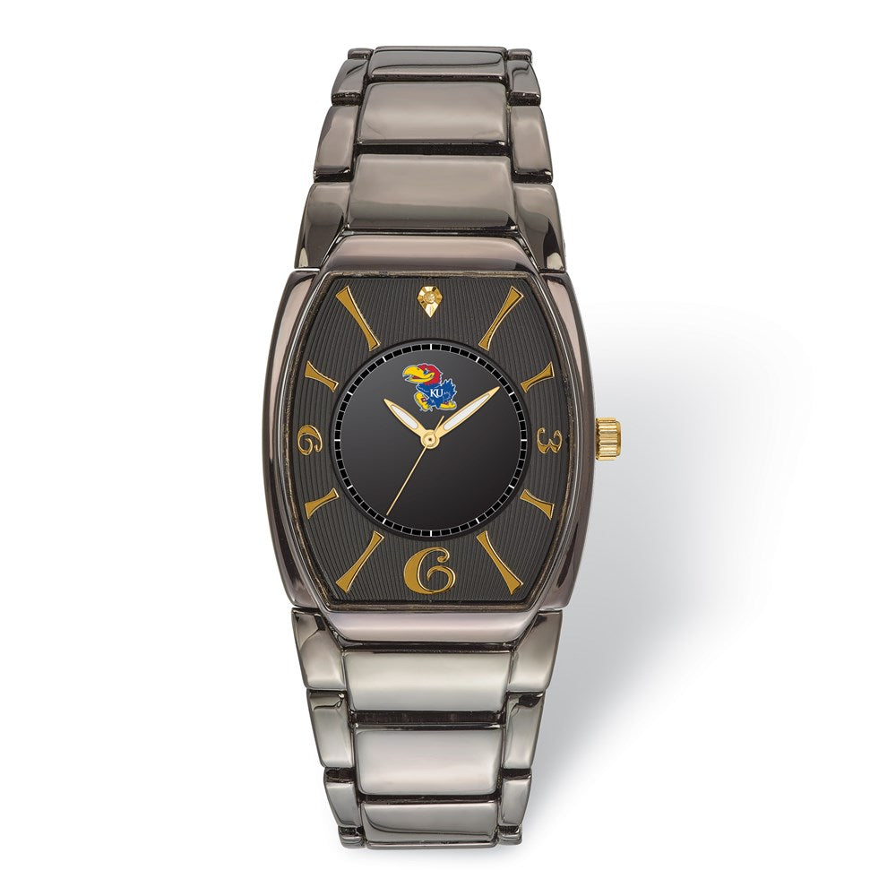 Mens University of Kansas Executive Black-plated Watch, Item W9655 by The Black Bow Jewelry Co.