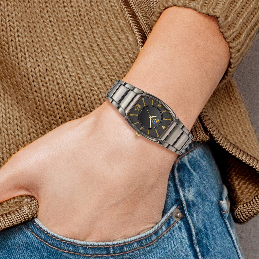 Alternate view of the Mens University of Kansas Executive Black-plated Watch by The Black Bow Jewelry Co.