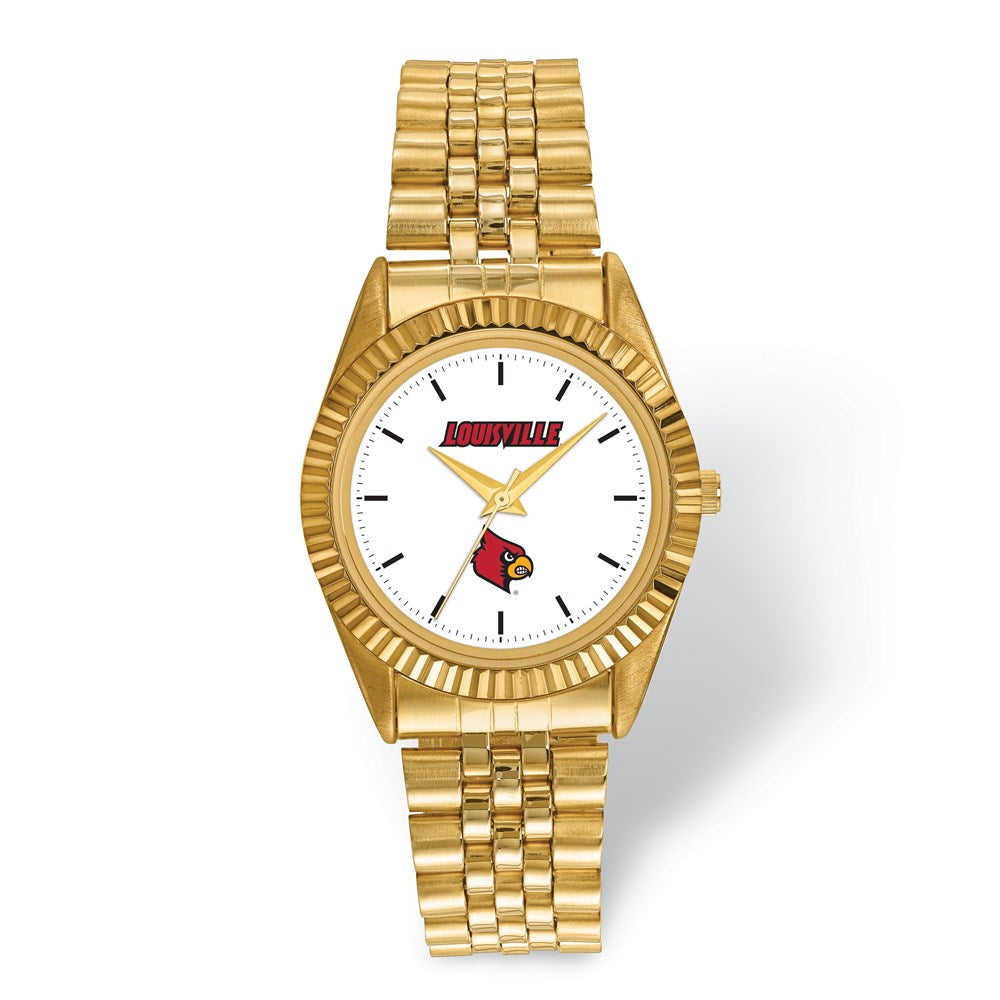 Mens University of Louisville Pro Gold-tone Watch, Item W9662 by The Black Bow Jewelry Co.
