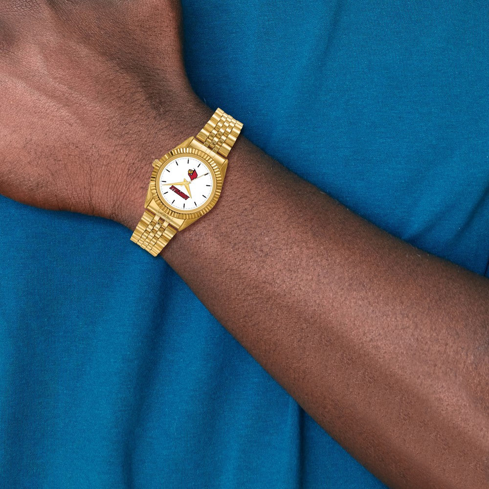 Alternate view of the Mens University of Louisville Pro Gold-tone Watch by The Black Bow Jewelry Co.