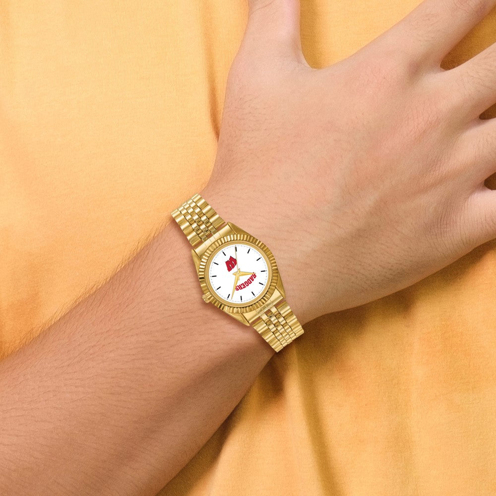 Alternate view of the Mens University of Wisconsin Pro Gold-tone Watch by The Black Bow Jewelry Co.