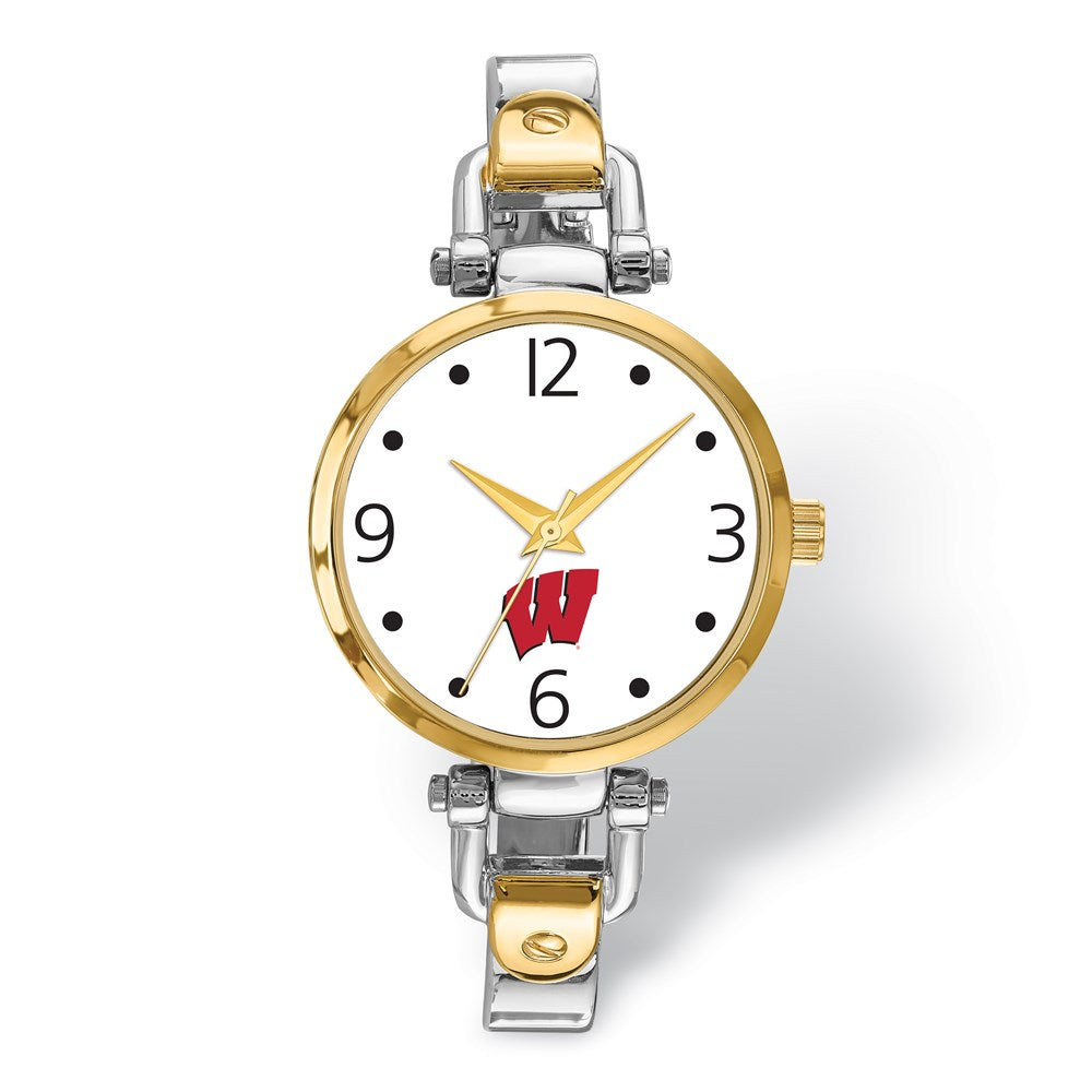 Ladies University of Wisconsin Elegant 2-tone Watch, Item W9719 by The Black Bow Jewelry Co.