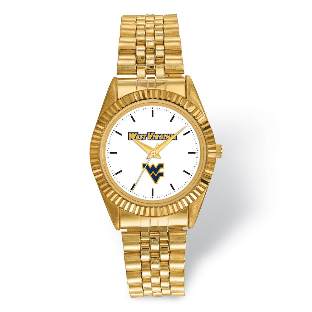 Mens West Virginia University Pro Gold-tone Watch, Item W9722 by The Black Bow Jewelry Co.