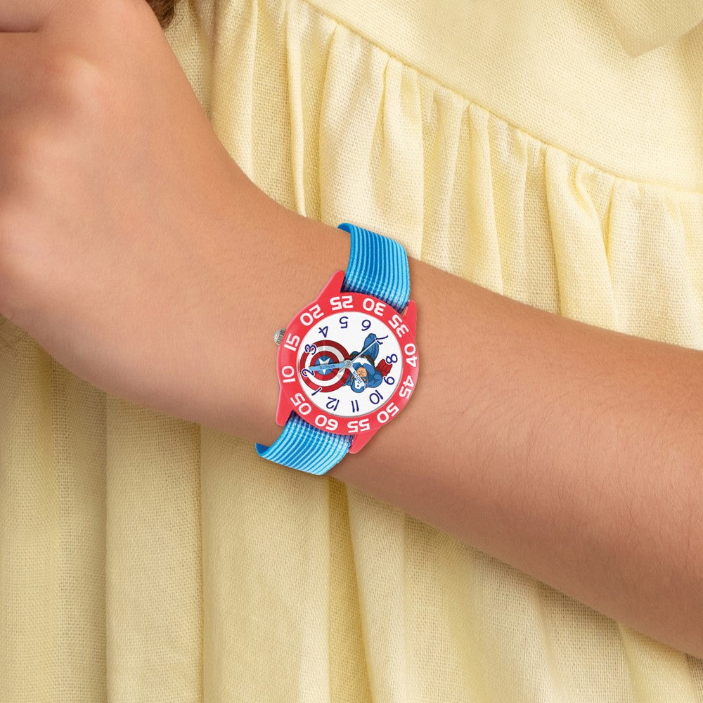 Alternate view of the Marvel Boys Captain America Stretch Band Time Teacher Watch by The Black Bow Jewelry Co.