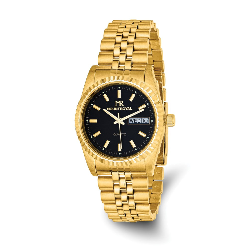 Mountroyal Mens IP-plated Black Dial Watch, Item W9771 by The Black Bow Jewelry Co.