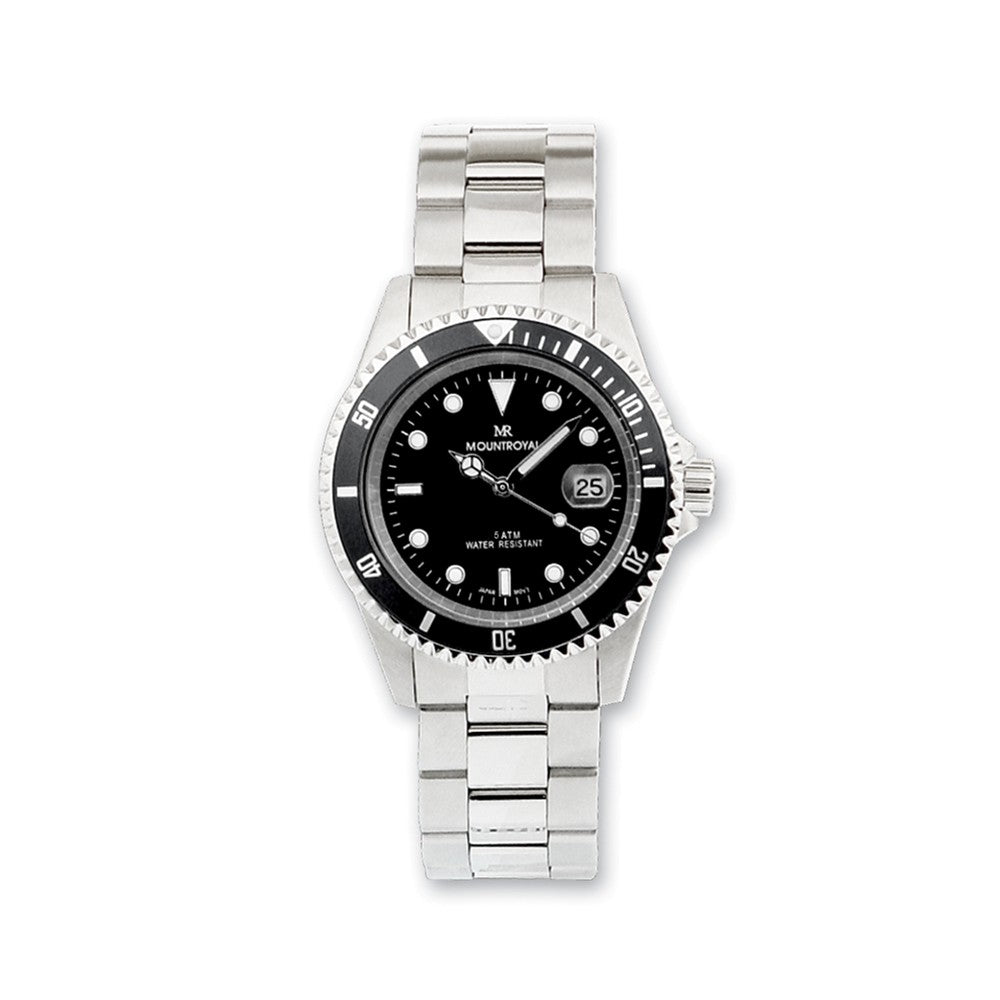 Mountroyal Mens Stainless Steel Black Dial Divers Watch, Item W9775 by The Black Bow Jewelry Co.