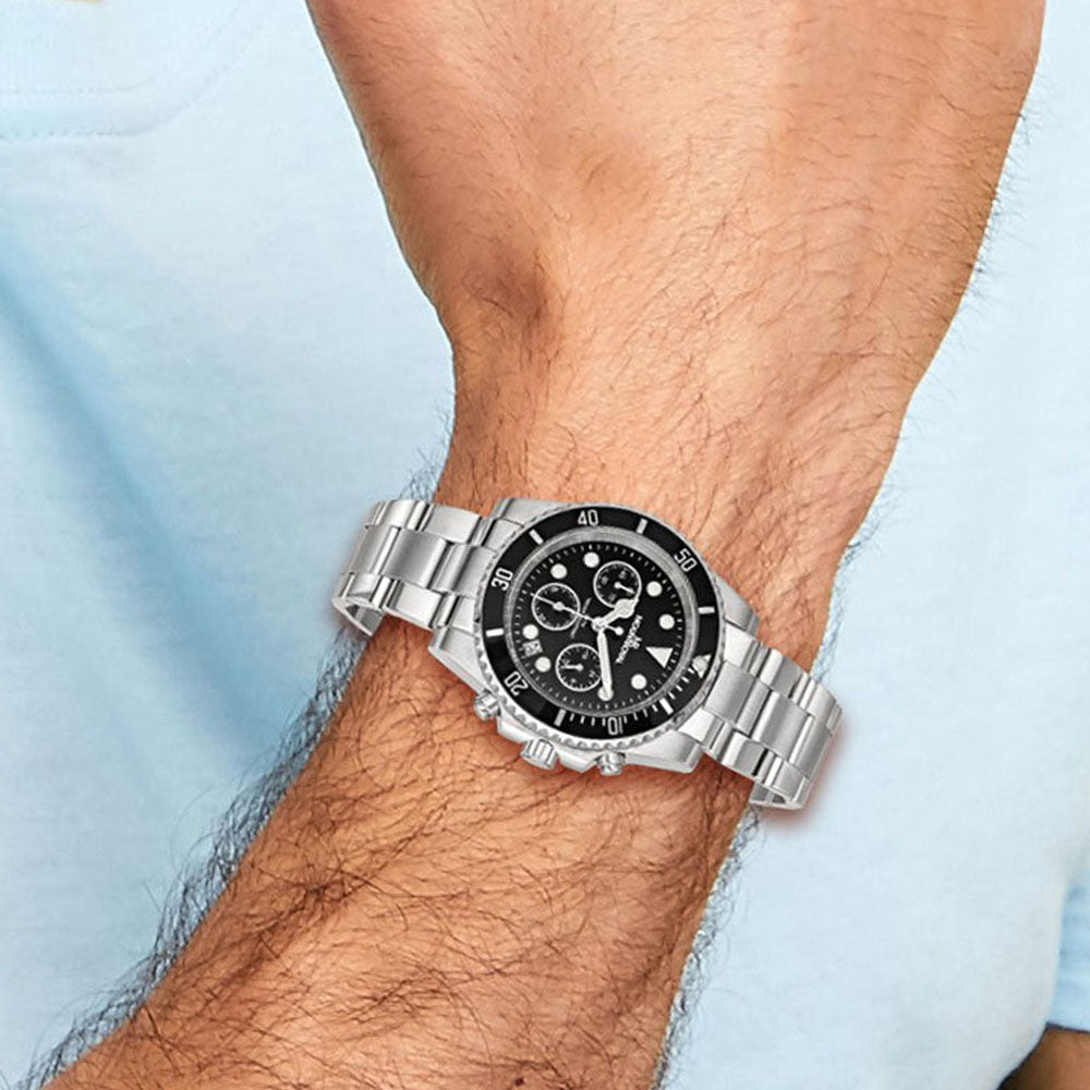 Alternate view of the Mountroyal Mens Stainless Steel Black Dial Chrono Divers Watch by The Black Bow Jewelry Co.