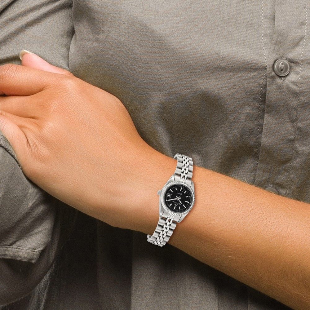 Alternate view of the Mountroyal Ladies Stainless Steel Black Dial Watch by The Black Bow Jewelry Co.