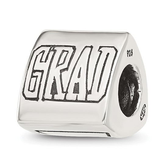 Alternate view of the 2023 Graduation 3 Sided Sterling Silver Bead Charm by The Black Bow Jewelry Co.